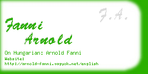 fanni arnold business card